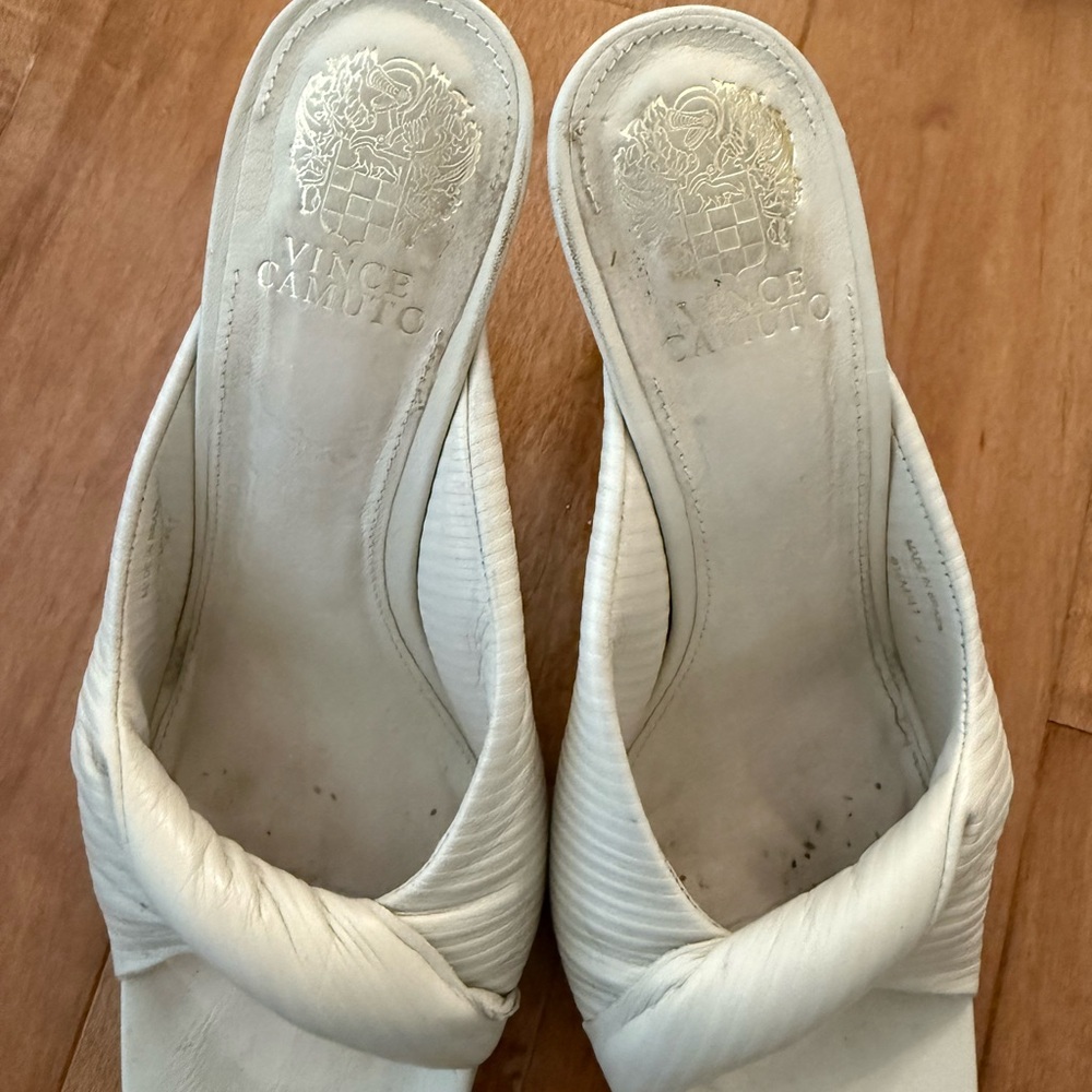 Two by Vince Camuto White Mules